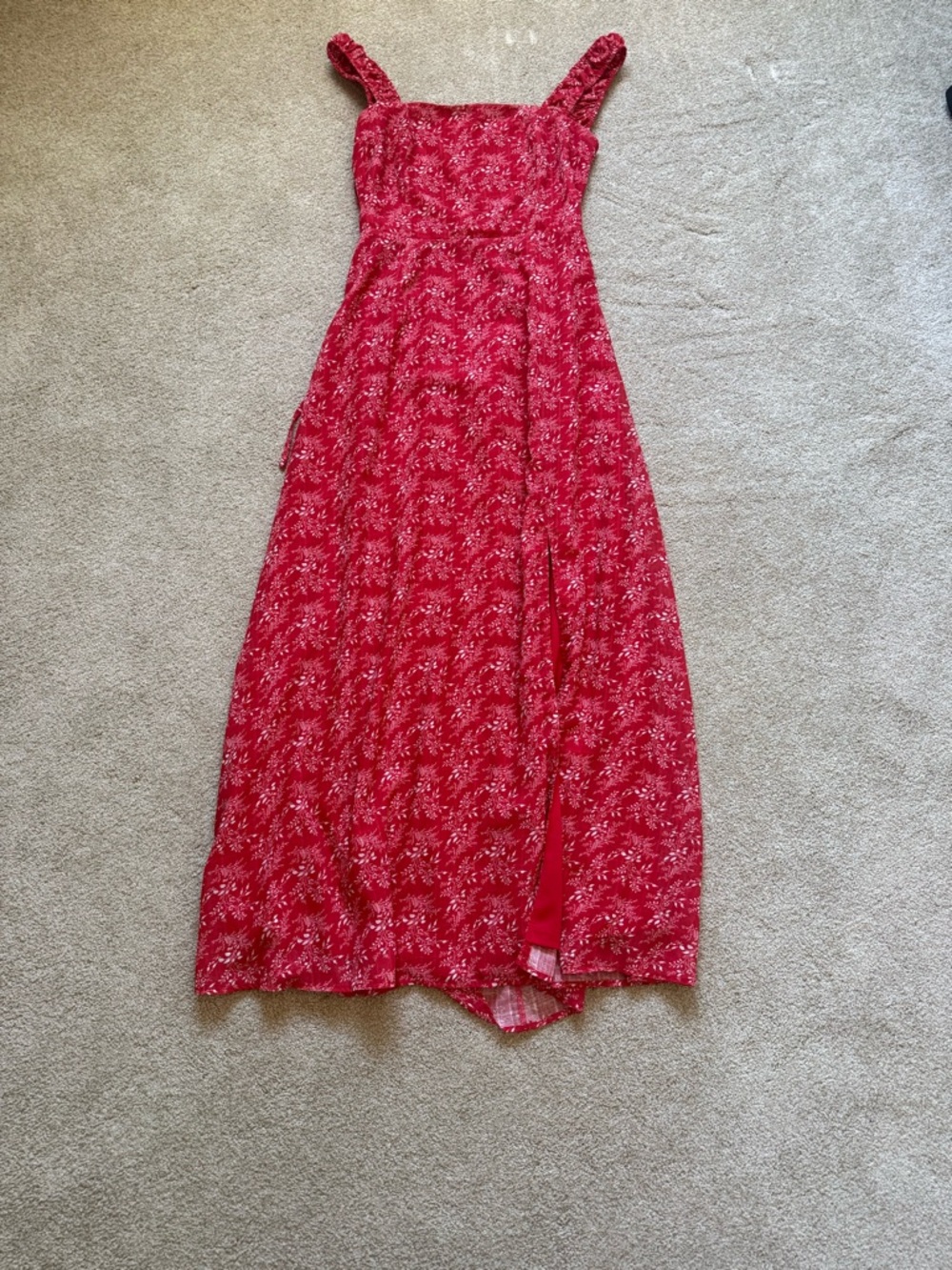 Lulu's Red Floral Square-Neck Maxi Dress